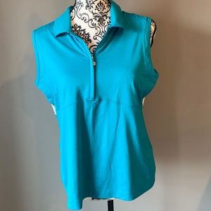 Nike Golf 1/4 Zip Sleeveless Polo Golf Shirt - Teal - Size L